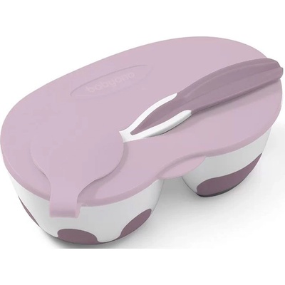 Babyono Кутия за храна с две отделения и прибор Babyono, розова (5901435412916)