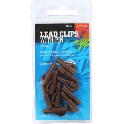 Giants Fishing Záves na Bočné Olovo Lead Clip with Pin Brown 10ks