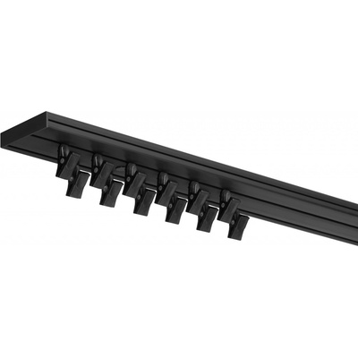 Dekodum Stropní kolejnice z PVC dvouřadá černá 180 cm na žabky – Sleviste.cz