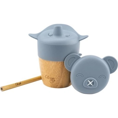 Citron Bamboo Cups hrnek s brčkem Blue 180 ml