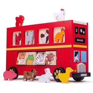 Bigjigs Toys Дървен автобус с животни (BJ692)