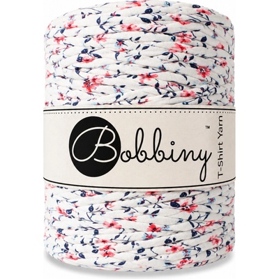 Bobbiny T-shirt yarn Bobbiny - T-shirt yarn: Bílý s drobnými červeno-modrými květy