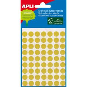 APLI Етикети, кръгли, 8 мм, с ръкописен текст, цветни, apli, жълти, 288 етикета в опаковка 2044 (2044)