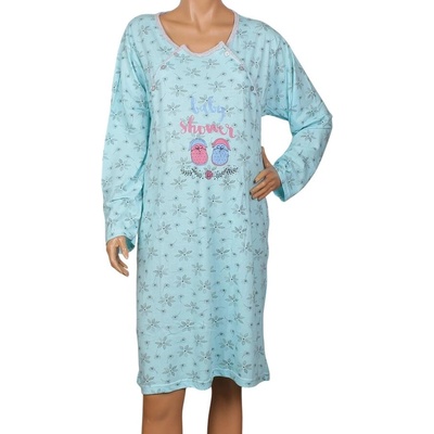 Синя макси нощница за кърмачки с цветя