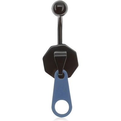 Šperky eshop ocelový piercing do pupíku černomodrý zip AA38.09