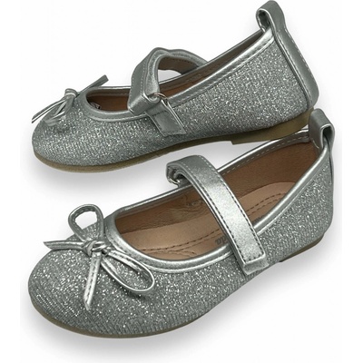 Dievčenské baleríny striebornej biela