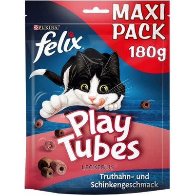 Felix Play Tubes krůtí maso a šunka pamlsky pro kočky 180 g