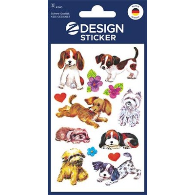Avery zweckform Стикер, хартия, 3 листа, 76x120 mm, AVERY ZWECKFORM, "Z-Design No. 4340", малки кученца (4340)
