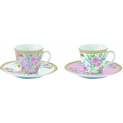 Easy Life Porcelánové šálky a podšálky na kávu Garden Joy v dárkové krabičce 2x 80 ml