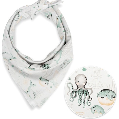 Biante Dětský bavlněný šátek Sandra SA-688 Mořský svět zelený na bílém – Sleviste.cz