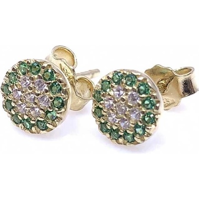 Jan Kos jewellery zlaté náušnice se zeleným kamenem 59637322