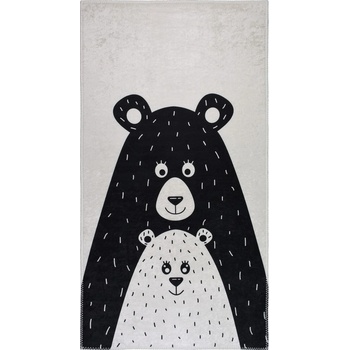 Vitaus Черно-бял детски килим подходящ за пране 120x180 cm Bear Family - Vitaus (KRN-KID-2003-120x180)