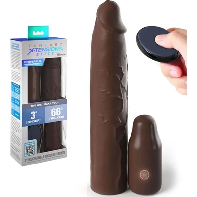 Вибриращ пенис удължител с дистанционно, 22, 9см. - X-tensions Elite Brown (D-233122)