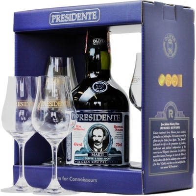 Presidente Marti 19y 40% 0,7 l (dárkové balení 2 sklenice)