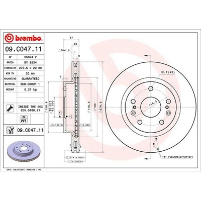 BREMBO Brzdový kotouč 09.C047.11