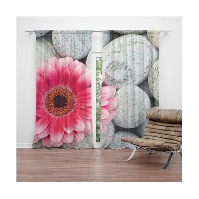 Závěsy Gerbera na kamenech: 2 ks - 140x250 cm - Sablio