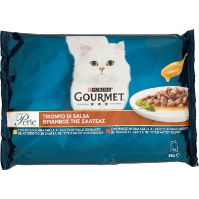 PURINA Gourmet lahodné kúsky kuracieho a hovädzieho mäsa v bohatej omáčke 85 g 4 ks