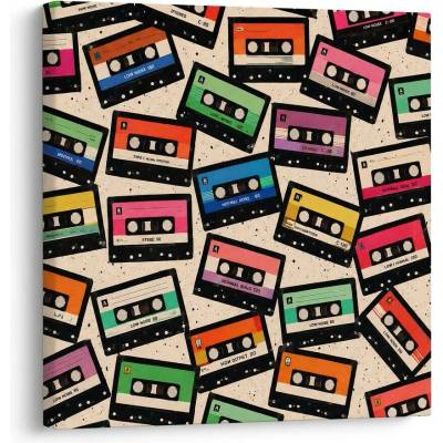 Obraz vintage magnetofonové kazety mix - 20x20