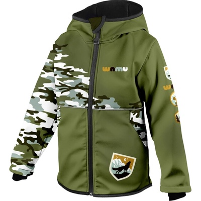 Wamu softshellová bunda s fleecom maskáč khaki
