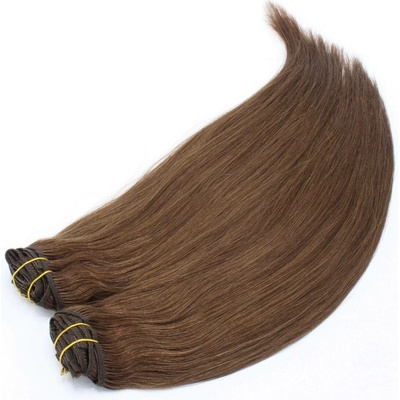 Clip in maxi set 53cm pravé lidské vlasy REMY STŘEDNĚ HNĚDÁ
