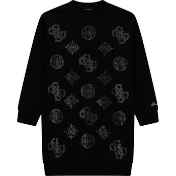 Guess Свободна спортна трикотажна рокля в черно с лога Guess от кристали