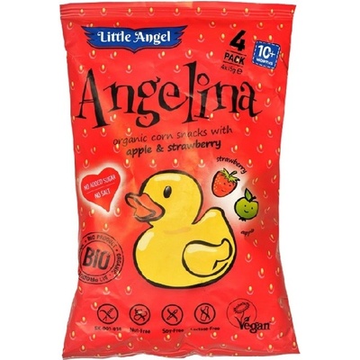 Angelina Kukuričný snack kačičky jablko jahoda 4 x 15 g