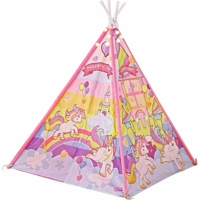 LEANToys Dětský stan Tipi jednorožci růžový