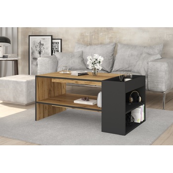 Голд - Аполо Холна маса с етажерка Нора дъб голд крафт / антрацит