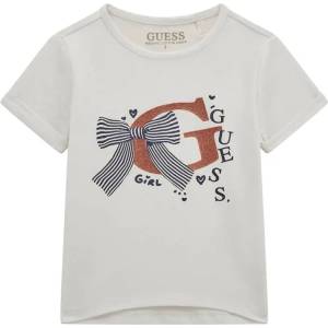 GUESS Тениска в бял цвят с голямо контрастно G и панделка за мини момиче Guess