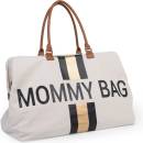Childhome Mommy Bag Big Canvas Off White Stripes čierna/zlatá
