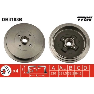 Brzdový bubon (cena za 1ks) TRW DB4188B