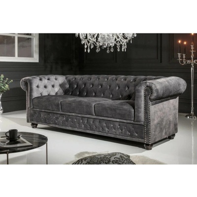 Komfort-nábytok 41215 Chesterfield 3 sedenie Zamat Šedá