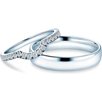 SAVICKI Брачни халки This is Love: бяло злато, лабораторни диаманти, полукръгли, 2 мм и 3 мм
