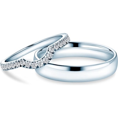 SAVICKI Брачни халки This is Love: бяло злато, лабораторни диаманти, полукръгли, 2 мм и 3 мм