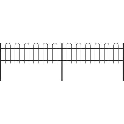 OMAXI Zahradní plot s obloukem nahoře ocelový 337 x 60 cm černý 710600