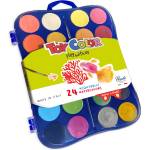 Toy Color Водни бои 24 цвята Toy Color Ø 30 мм със злато и сребро