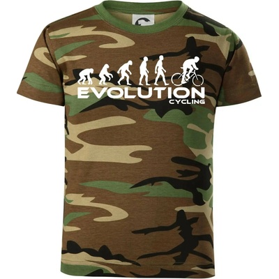 Evoluce cyklistiky dětské maskáčové triko hnědý maskáč