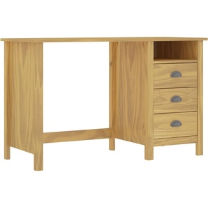 vidaXL Бюро Hill Range с 3 чекмеджета, 120x50x74 см, бор масив (288995)