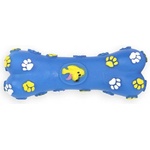 PET NOVA Играчка за куче - винилова свиреща костичка, синя 15см