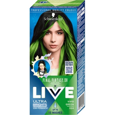 Schwarzkopf Live Ultra Brights barva na vlasy 024 Zářivá zelená 50 ml