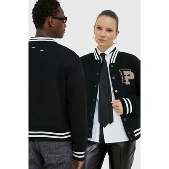 Filling Pieces Вълнено яке бомбър Filling Pieces Varsity Jacket в черно с преходна изолация с уголемена кройка 81422201863 (81422201863)