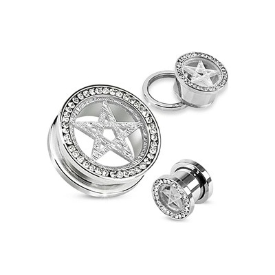 Piercingate tunel do ucha ozdobený kamínky PTP00226 čirá