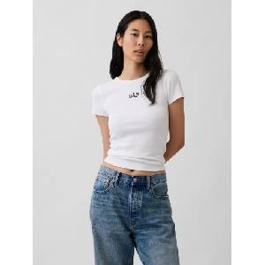 GAP Ребрести тениска с лого GAP GAP | Byal | ЖЕНИ | S