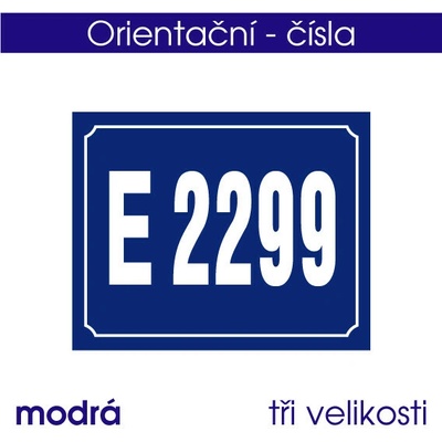 Orientační čísla - modrá - 15x12 cm / destička tl. 5mm