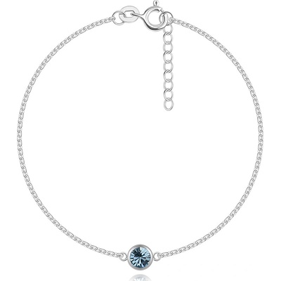 Šperky eshop náramek ze stříbra světle modrý křišťál Swarovski tenký řetízek G08.31