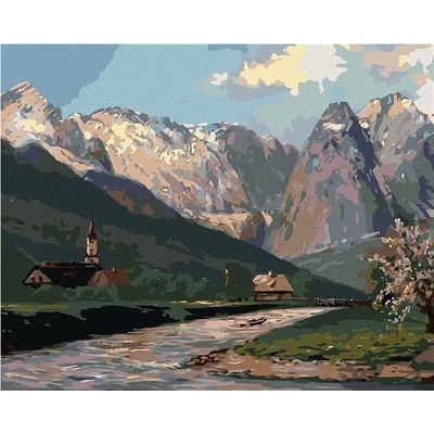 zuty Malování Podle Čísel Hory A Vesnice Na Venkově 80 x 100 Cm Plátno