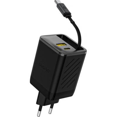 Dudao A67EU мрежово зарядно устройство с USB+2 Type-C изхода, 67 W, PD бързо зареждане + вграден кабел Type-C, ЧЕРНО GP-190664 (GP-190664)