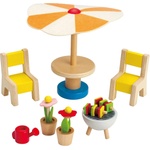 Hape Комплект дървени мини мебели Hape - Вътрешен двор, 7 части (H3460)