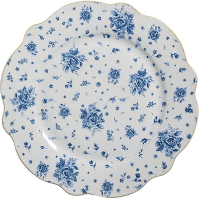 Clayre & Eef porcelánový jídelní talíř BLUE ROSE BLOOMING 27 cm