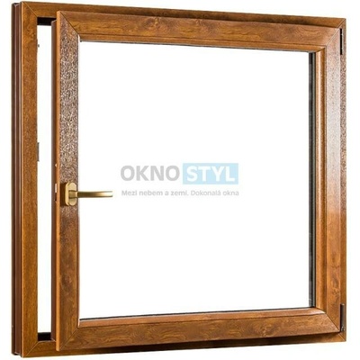OKNOSTYL.cz jednokřídlé plastové okno otvíravo-sklopné pravé REHAU 11000 x 12000 mm Bílá / Zlatý dub